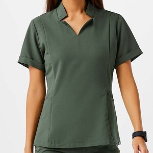 Figs Inala Slim Scrub Top Moss